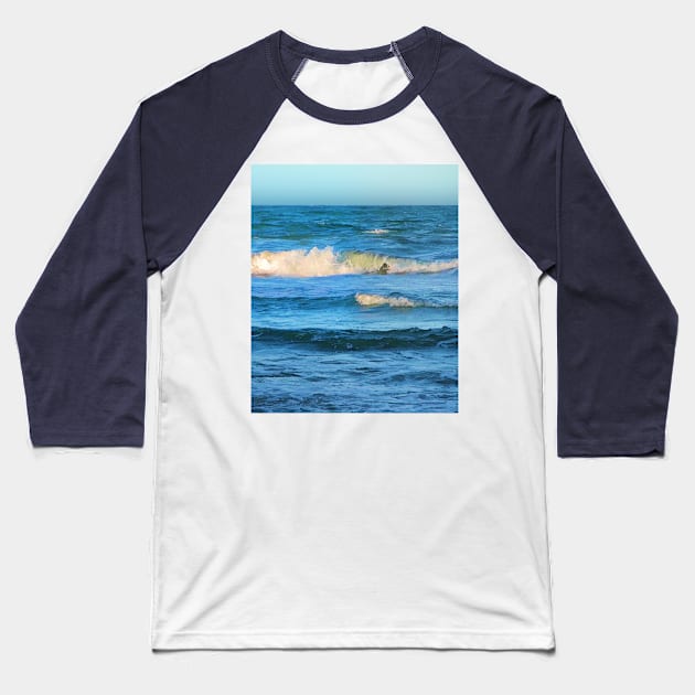 Summer ocean waves Baseball T-Shirt by hereswendy